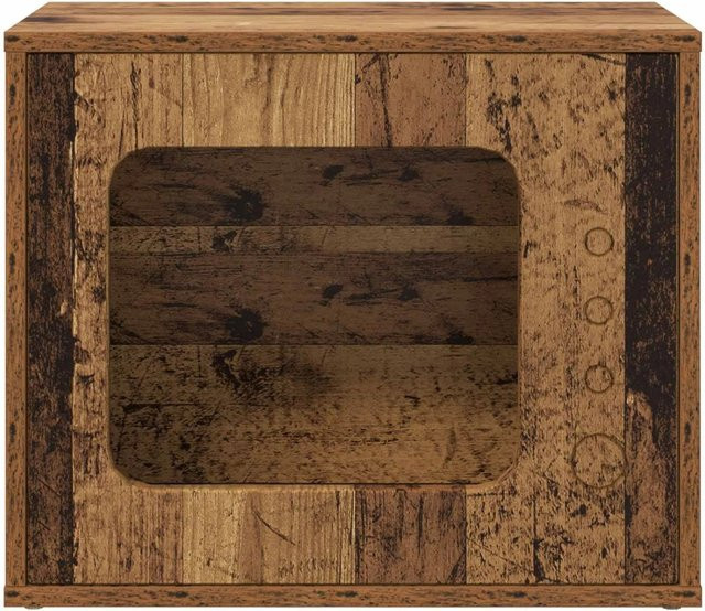 vidaXL Katzenhaus aus Altholz in Braun, B/T/H: 51 x 30 x 42 cm - Bild 1