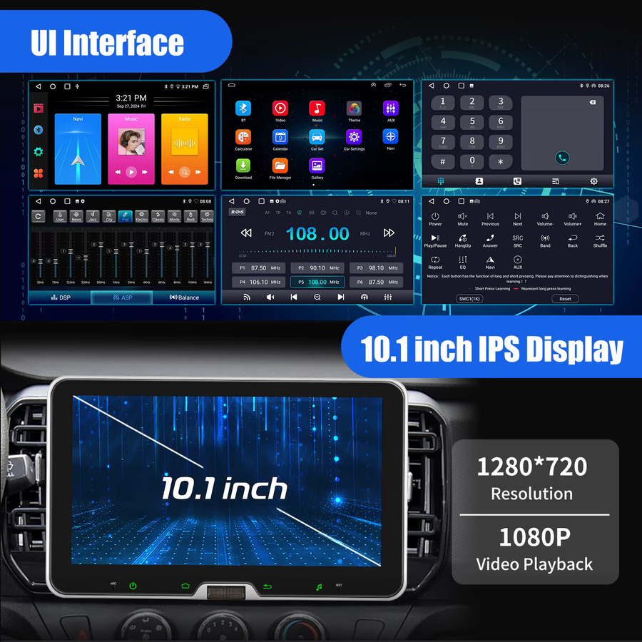 ESSGOO Android 15 Autoradio mit 10,1 Zoll drehbarem Touchscreen, Wireless Carplay, Android Auto, GPS, Bluetooth, WiFi und Mirror Funktion, Schwarz - Bild 5