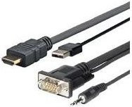 VivoLink Pro HDMI auf VGA Adapterkabel mit USB und 3,5 mm Klinke, Schwarz, Länge: 2 m - Bild 1