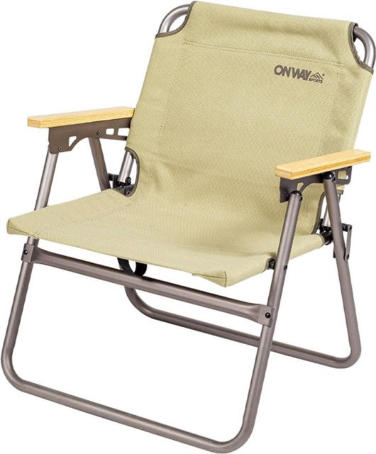 Yamato Bridge Klappbarer Outdoor Stuhl aus Aluminium in Beige mit Aufbewahrungstasche und Armlehnen - Bild 1