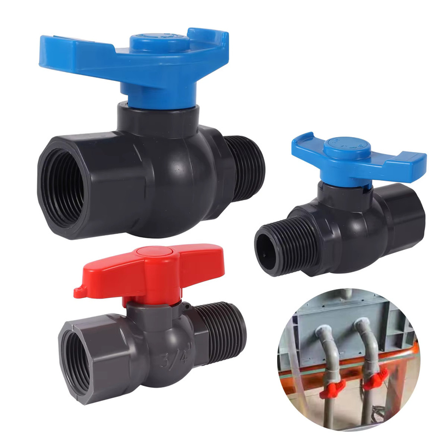 Adhere To Fly PVC Kugelhahn mit 3/4 Zoll Außengewinde und 1 Zoll Innengewinde in Rot für Gartenbewässerung und Aquarium - Bild 1