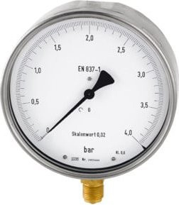 Riegler Feinmessmanometer G 1/2 radial unten -1 / 0,0 bar Durchmesser: 160 mm, Farbe: Silber - Bild 1