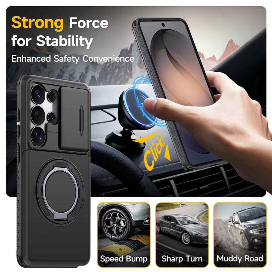 Magnetische Schutzhülle für Samsung Galaxy S26 S25 S24 S23 Ultra Plus A55 A35 mit verstecktem Kartenfach und Fenster in Schwarz - Bild 2