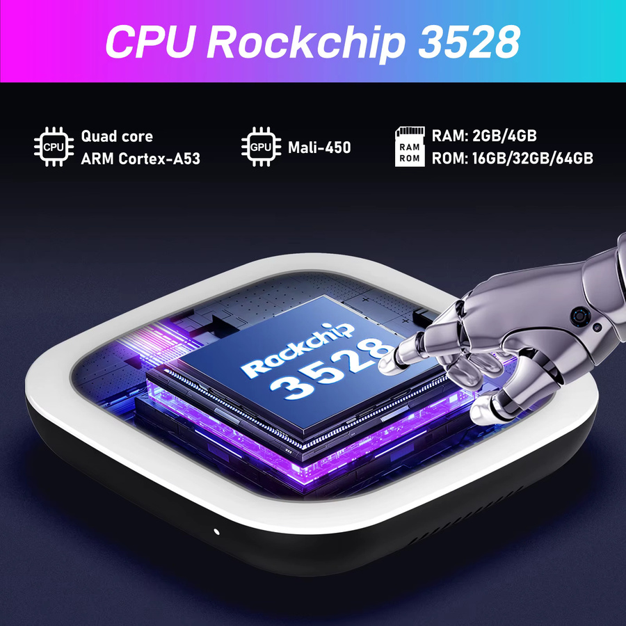 H96 Max M2 Android 13 TV-Box mit RK3528 Prozessor, 8K Ultra HD, Wifi 6, Bluetooth 5.0 und Sprachfernbedienung mit Google Sprachassistent in Weiß - Bild 3