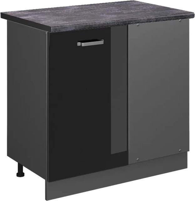 Vicco Eckunterschrank R-Line für die Küche in Schwarz Hochglanz und Anthrazit, B/T/H: 86 x 60 x 81,6 cm - Bild 1
