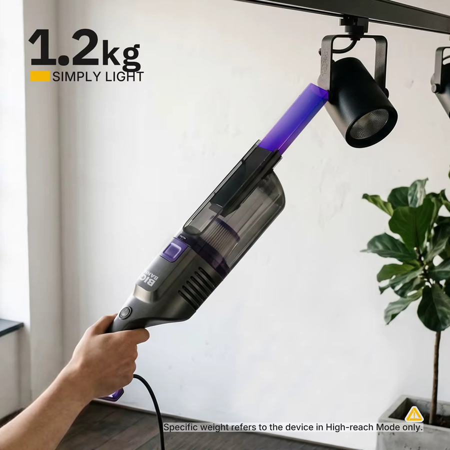 BIGBANN Mehrzweck-Stabstaubsauger in Lila mit 400 W Leistung und 11 kPa Saugleistung, ultraleichter kabelgebundener Staubsauger mit HEPA-Filter für Hartböden und Teppiche - Bild 6