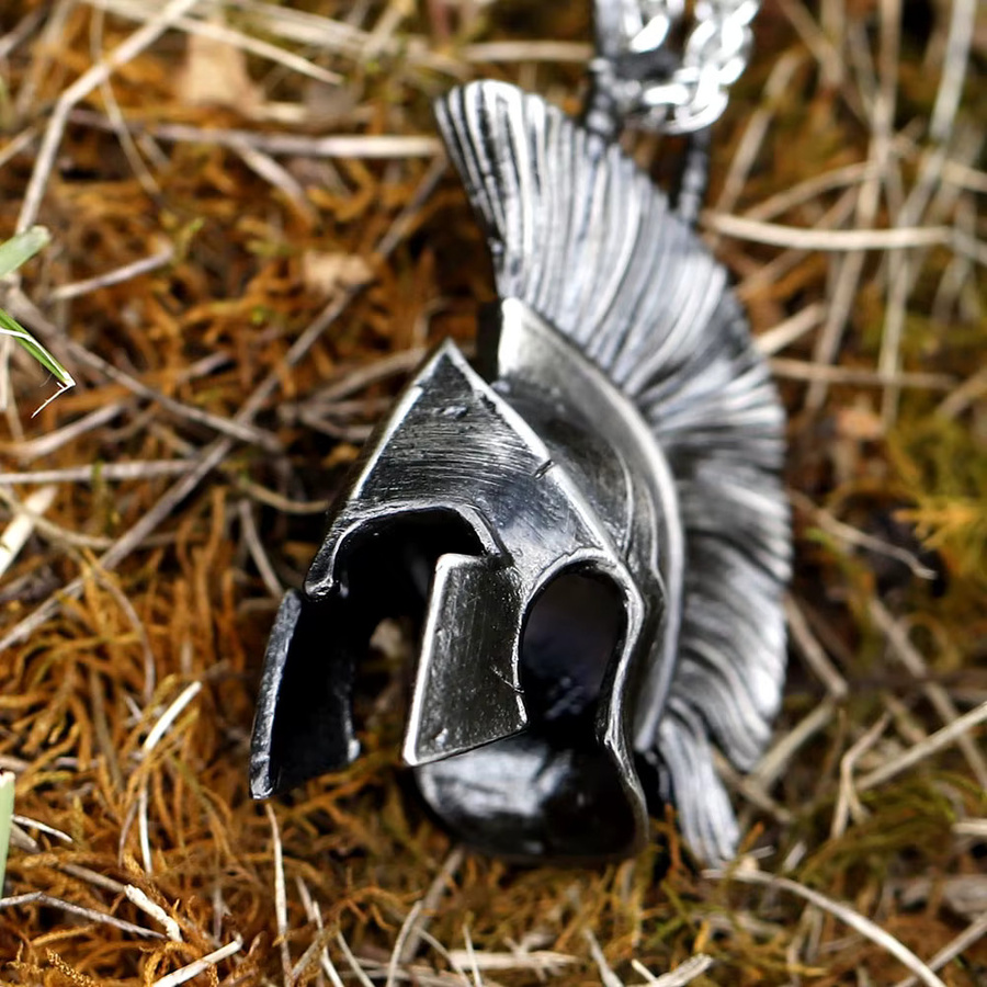 Herren-Halskette mit Vintage-Maskenanhänger, Edelstahl, Silber - Bild 3