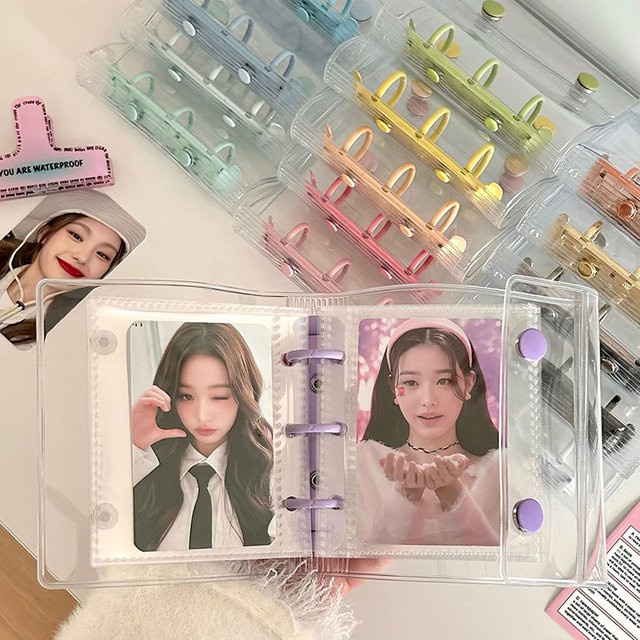 Transparentes Doppelknopf Fotoalbum für 3-Zoll K-Pop Fotokarten und Idol-Sammelkarten aus Kunststoff - Bild 1
