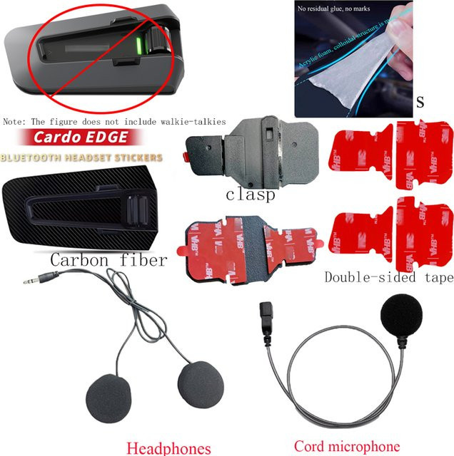 Cardo Packtalk Edge Bluetooth-Kopfhöreraufkleber für Helm mit doppelseitigem Klebeband für Audio-Kopfhörer und Kabelmikrofon in Schwarz - Bild 1