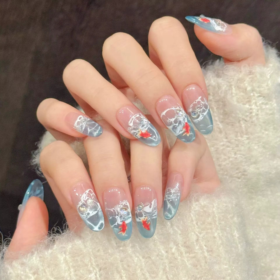 YADORNOS Press on Nails Ice Through Blue, Glänzend, 10 Stück - Bild 2