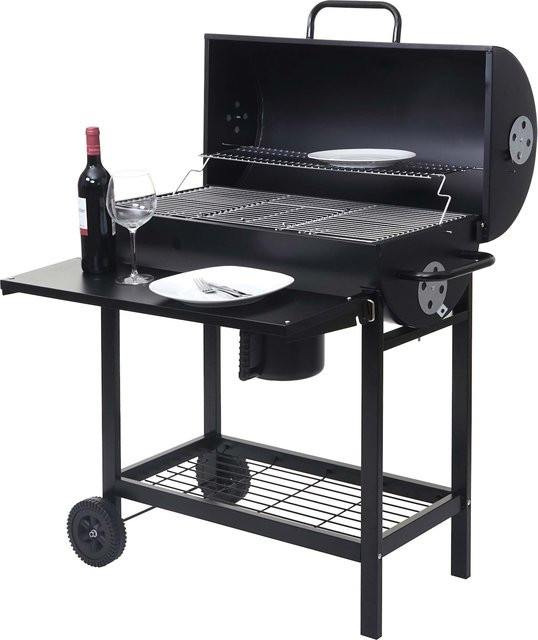 MCW Grillwagen F70 Holzkohlegrill aus Stahl mit Deckel und Ablage, Schwarz, B/T/H: 103 x 93 x 70 cm - Bild 1