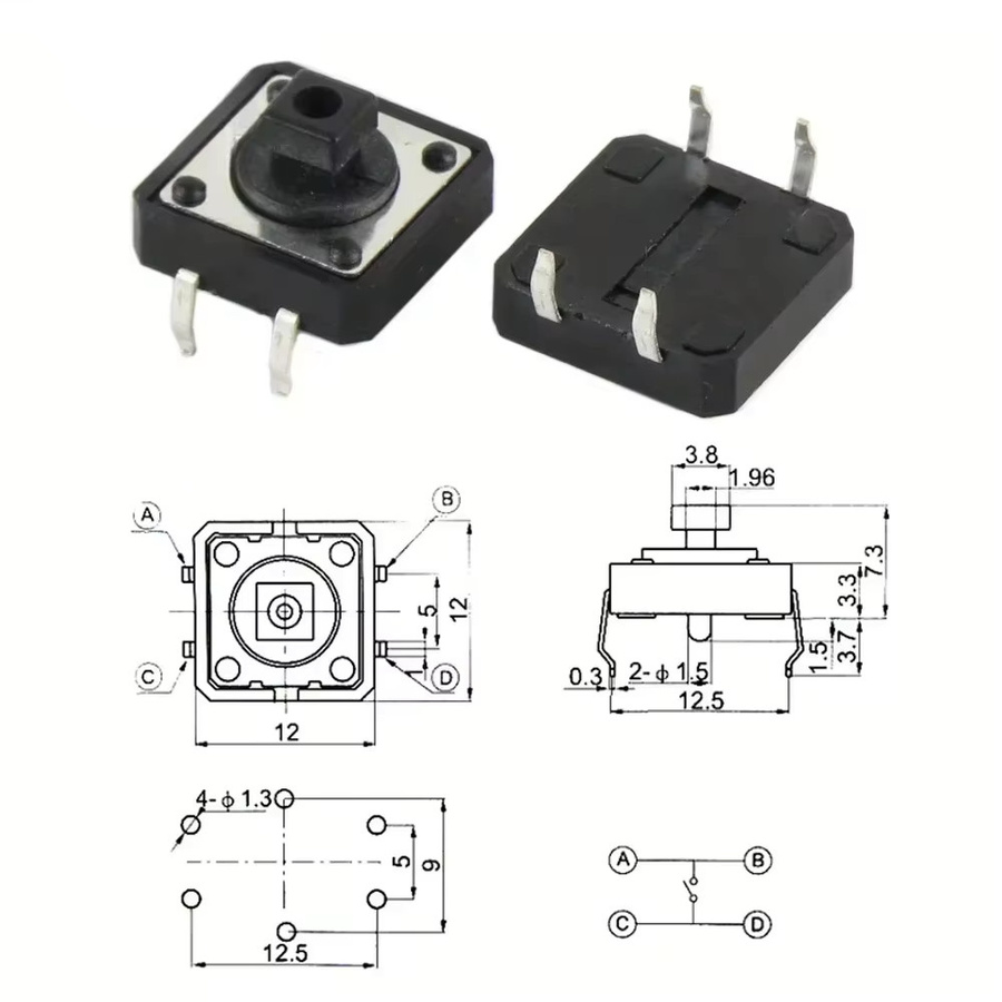 YTDMEN Micro Schalter Set mit 25 Tasten in 5 Farben, Tactile Push Button Switch für Arduino, B/H/T: 1,2 x 1,2 x 0,73 cm - Bild 2