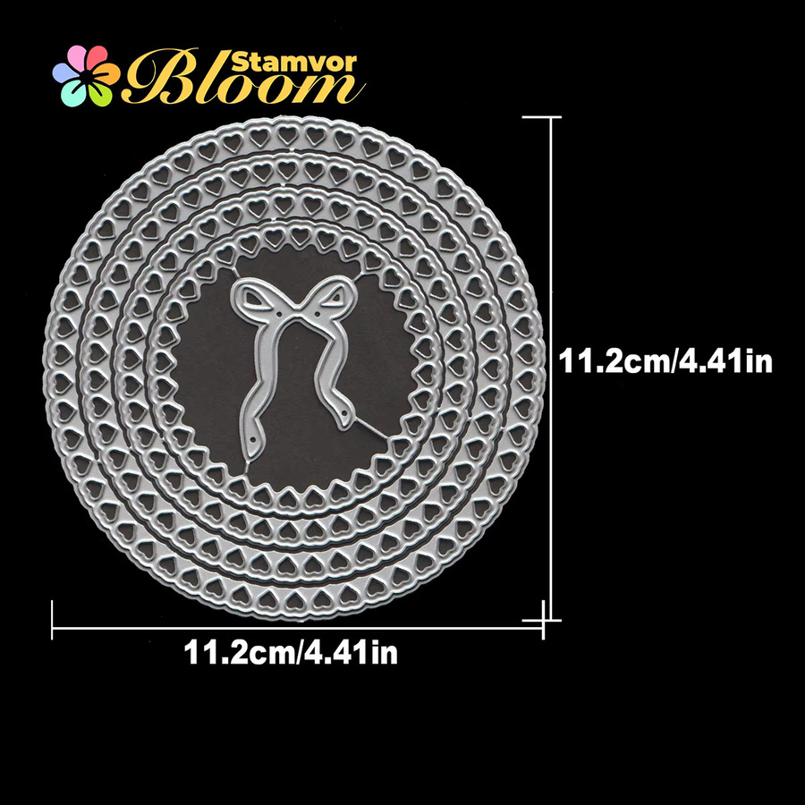Metall Stanzform für Scrapbooking mit Herz, Spitze und Schleife in Silber - Bild 2
