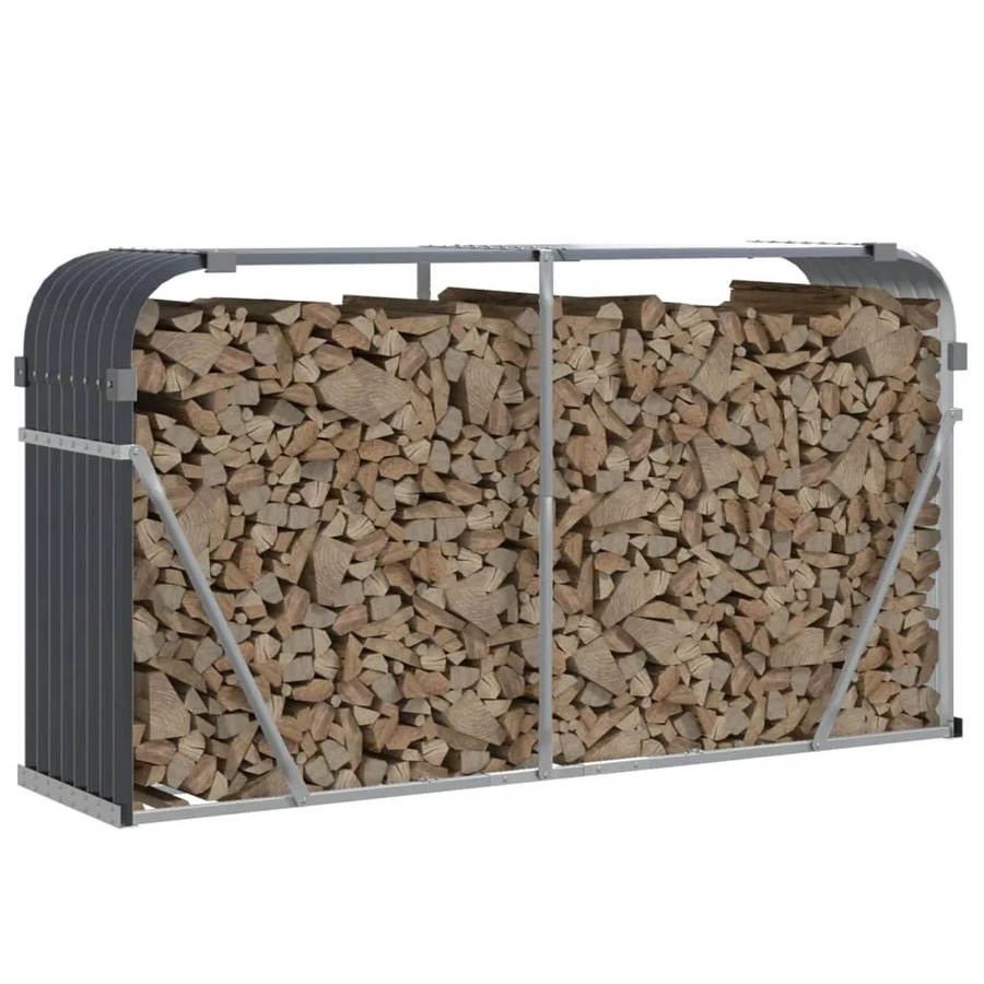 vidaXL Kaminholzunterstand aus verzinktem Stahl in Anthrazit, B/T/H: 180 x 45 x 100 cm - Bild 2
