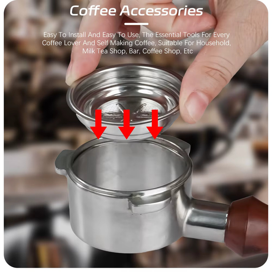 Dalinwell Espresso Filterkorb mit Druckaufschlag und Doppelschicht, 51mm, Edelstahl, Silber - Bild 6