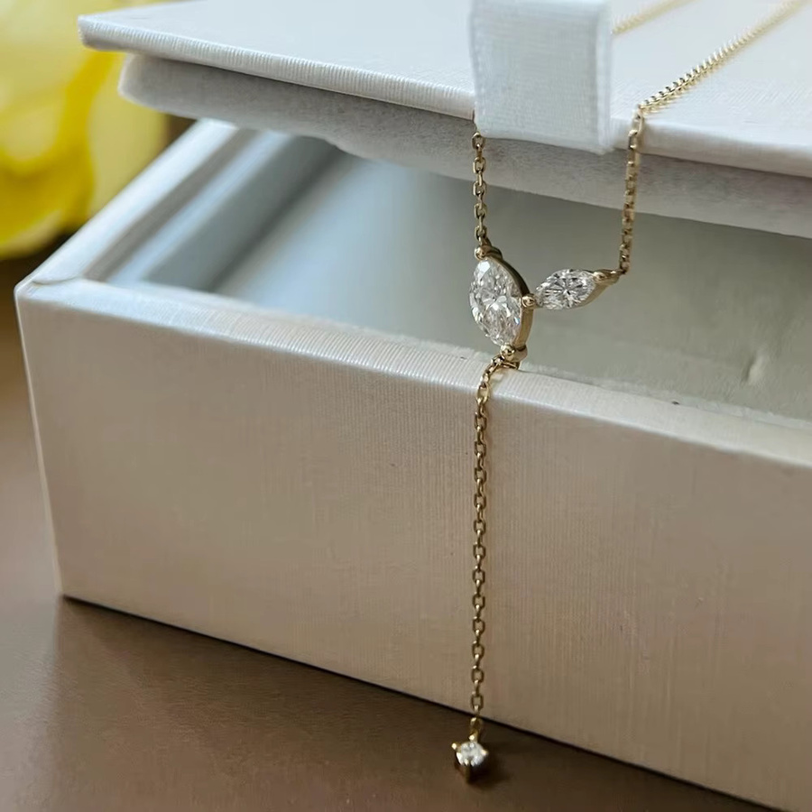 KUTPF Lariat Anhänger Halskette, 925 Silber, Moissanit, Damen - Bild 3