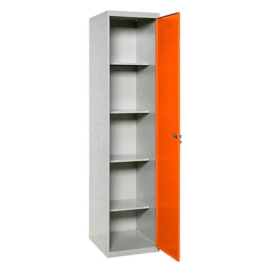 PROREGAL Putzmittelschrank AMEGO Metallschrank für den Haushalt in Orange-Grau mit 4 Fachböden und Schloss, H x B x T: 180 x 40 x 40 cm - Bild 2