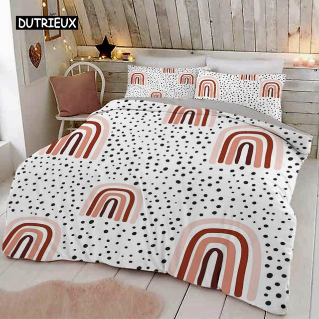 Regenbogen Bettwäsche Set für Baby und Kinder von Binchi Outdoor Product in Pastellfarben mit Kissenbezügen und Reißverschluss, Material Mikrofaser, B/H: 140 x 210 cm - Bild 1