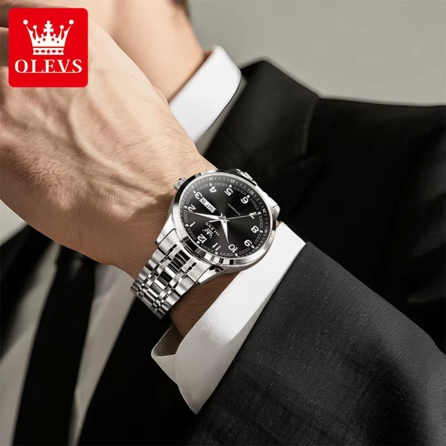 OLEVS Armbanduhr Automatik, Edelstahl, Gold, Herren - Bild 3