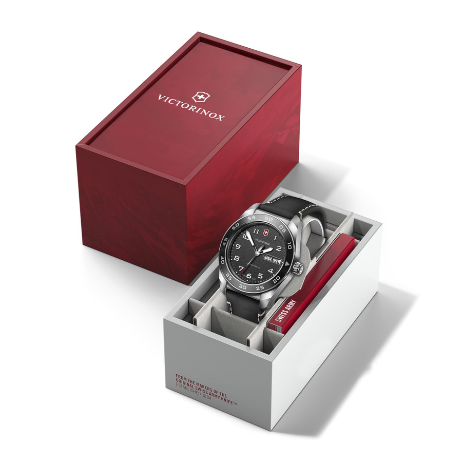 Victorinox Armbanduhr, Quarz, Edelstahlgehäuse, Leder, Schwarz, Herren - Bild 4