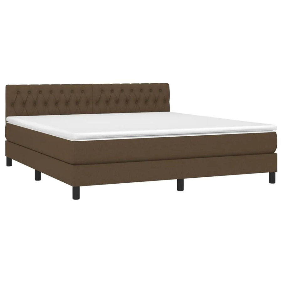 vidaXL Boxspringbett mit Matratze in Dunkelbraun, Hybridbett mit LED-Unterbettbeleuchtung und USB-Ladeport, B/T: 180 x 200 cm - Bild 2