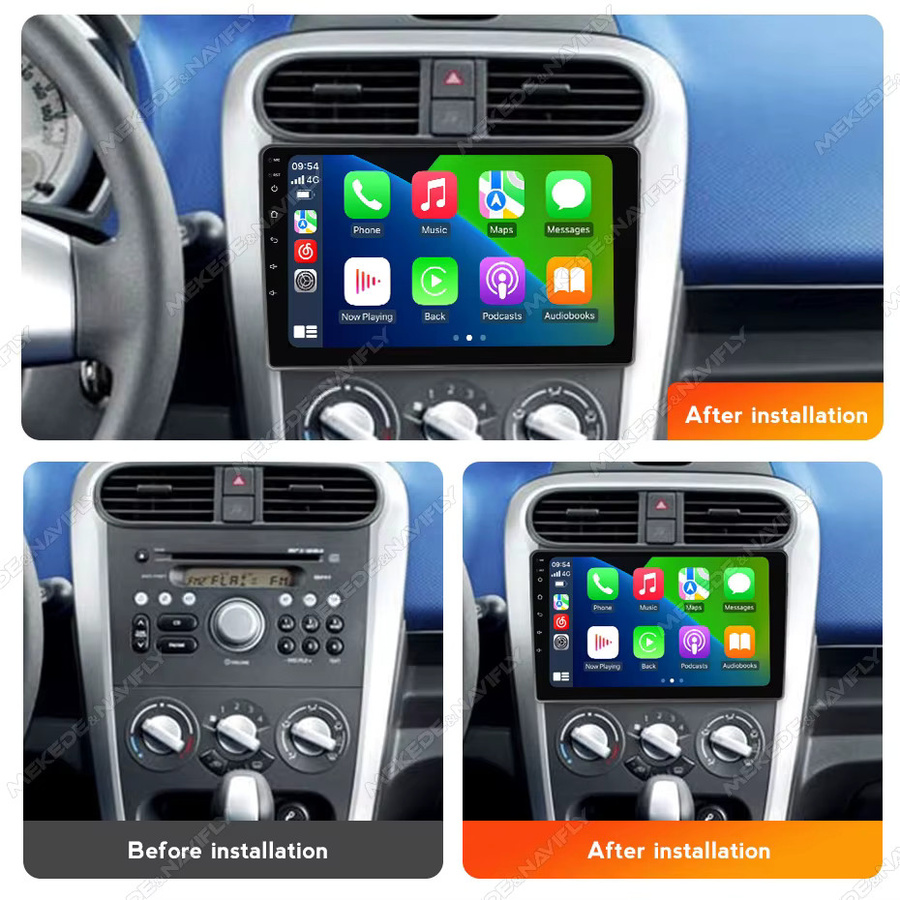 MEKEDE 9 Zoll IPS Autoradio mit Carplay und GPS für Suzuki Splash Ritz sowie Opel Agila 2008–2014 in Schwarz - Bild 2