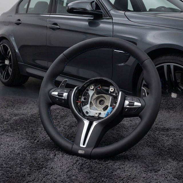 Leder-Sportlenkrad für BMW 1er 3er 5er 7er Serie in Schwarz - Bild 1