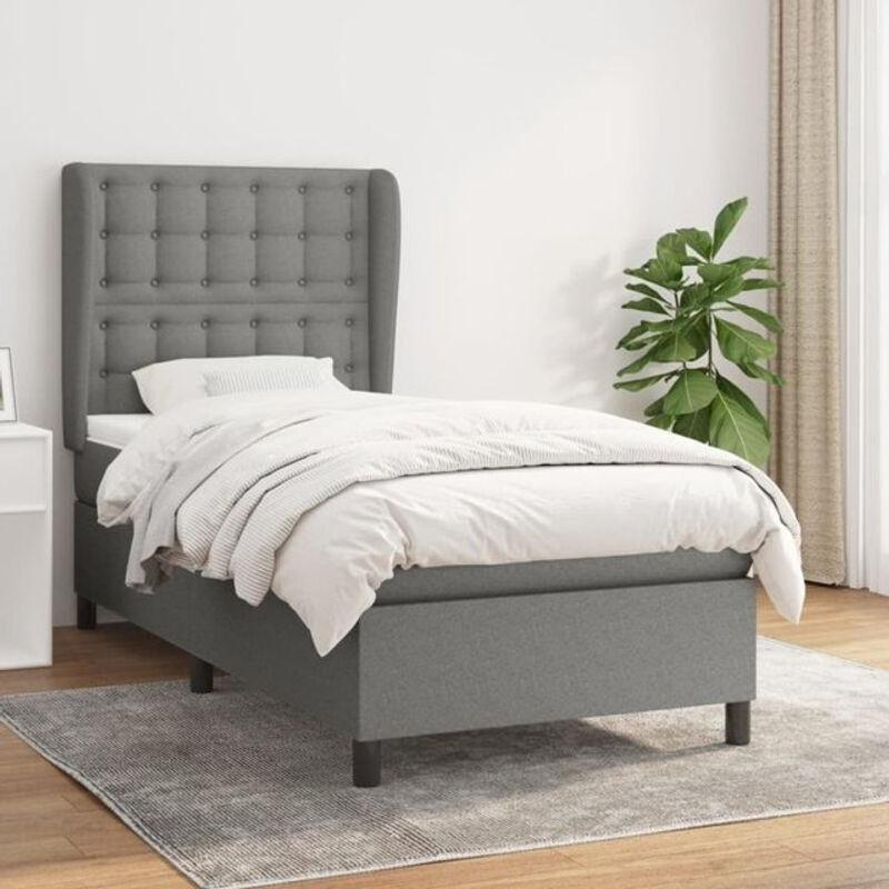 Vidaxl Boxspringbett mit Matratze aus Stoff und Massivholz in Grau/Anthrazit, B/T/H: 200 x 80 x 83 cm - Bild 1