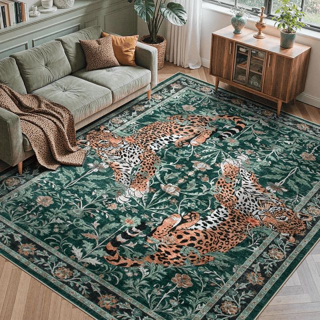 Moynesa Leoparden-Teppich im ästhetischen Design für Wohnzimmer und Schlafzimmer - Bild 1