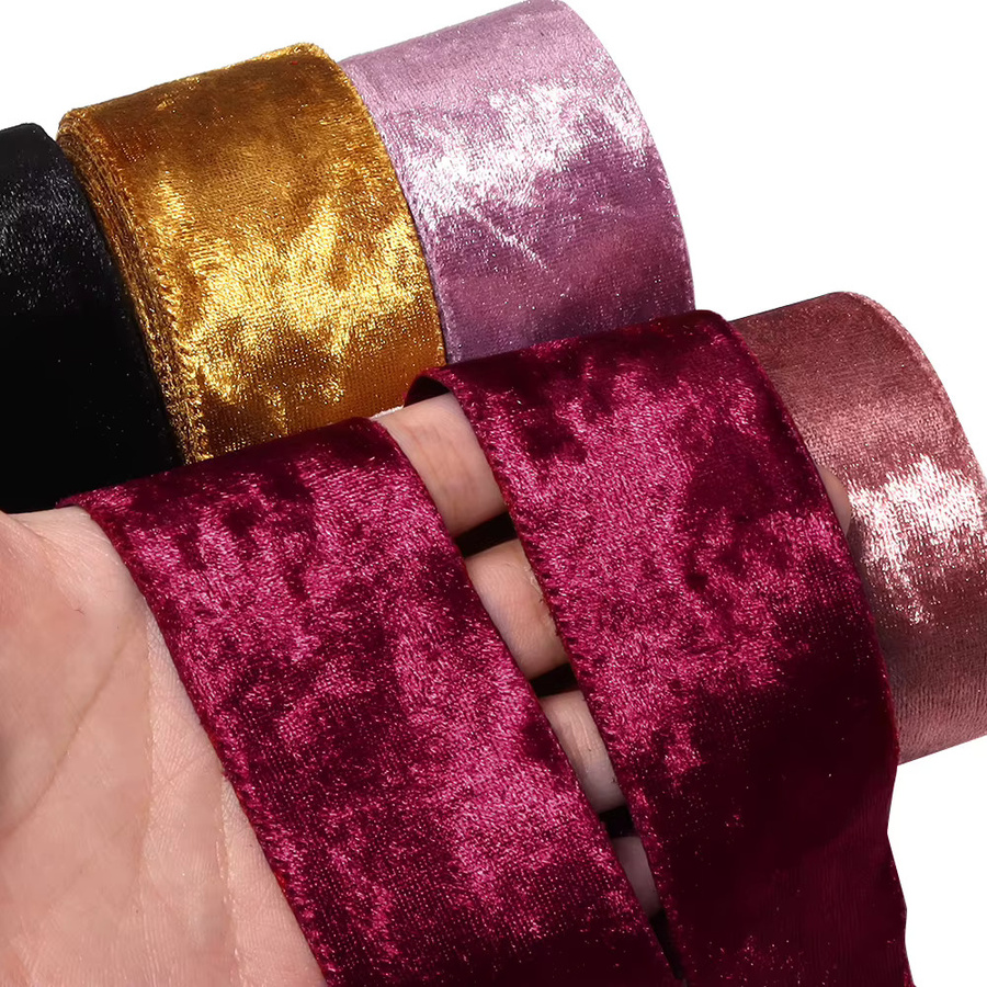 Vintage Weihnachts-Samtband für DIY, Hochzeit und Dekoration, 5 Yards, Farben: Grün, Weinrot, Braun und Mehrfarbig - Bild 3