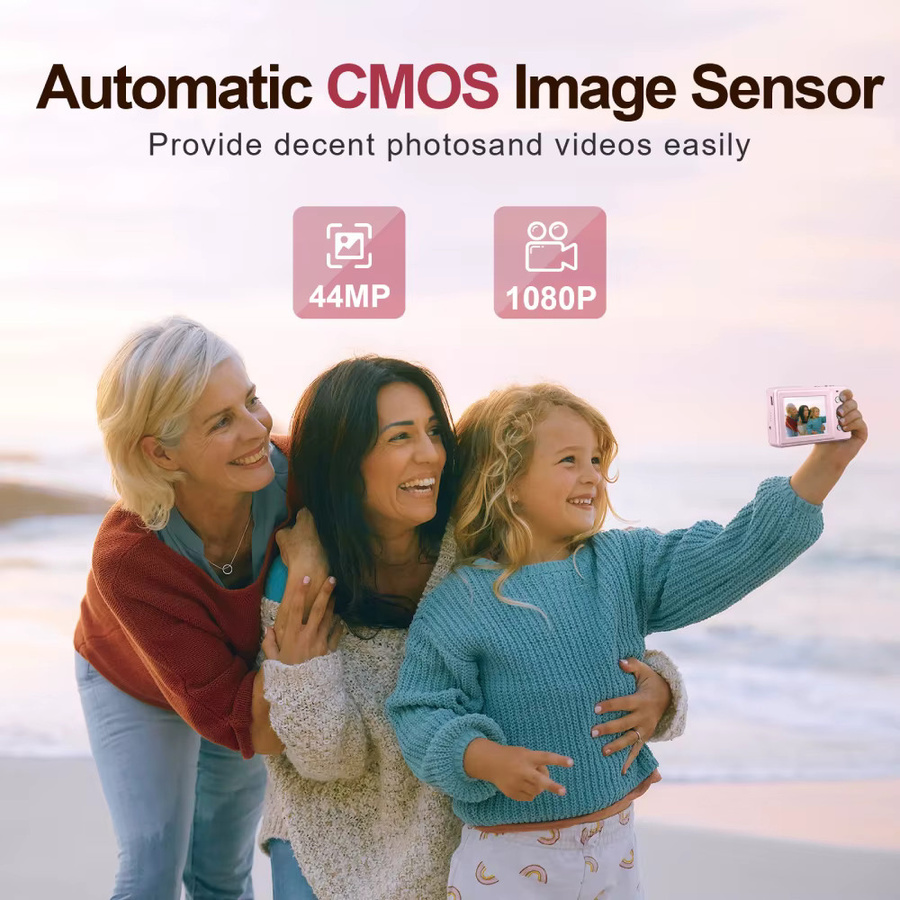 MELCAM Digitalkamera für Kinder mit 44 MP und Full HD 1080p, inklusive 32GB SD-Karte, rosa - Bild 2