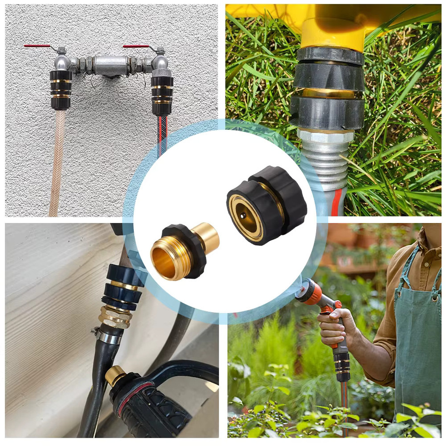 Kaikarai Gartenschlauch-Schnellkupplung Set 3/4 Zoll in Gold mit männlichen und weiblichen Schnellverbindungsstücken für dein Gartenschlauch-Zubehör - Bild 6