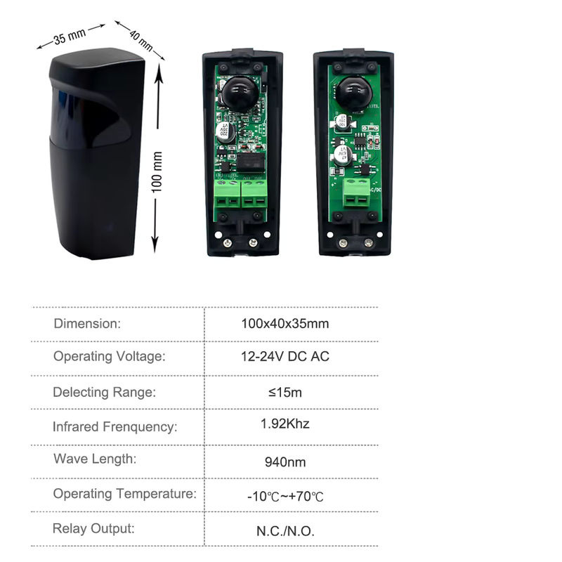 Scimagic-RC 2er-Set Infrarot-Sensor-Detektor Fotozelle für Garagentore und automatische Tore, 12–24 V AC/DC, wasserdicht - Bild 5