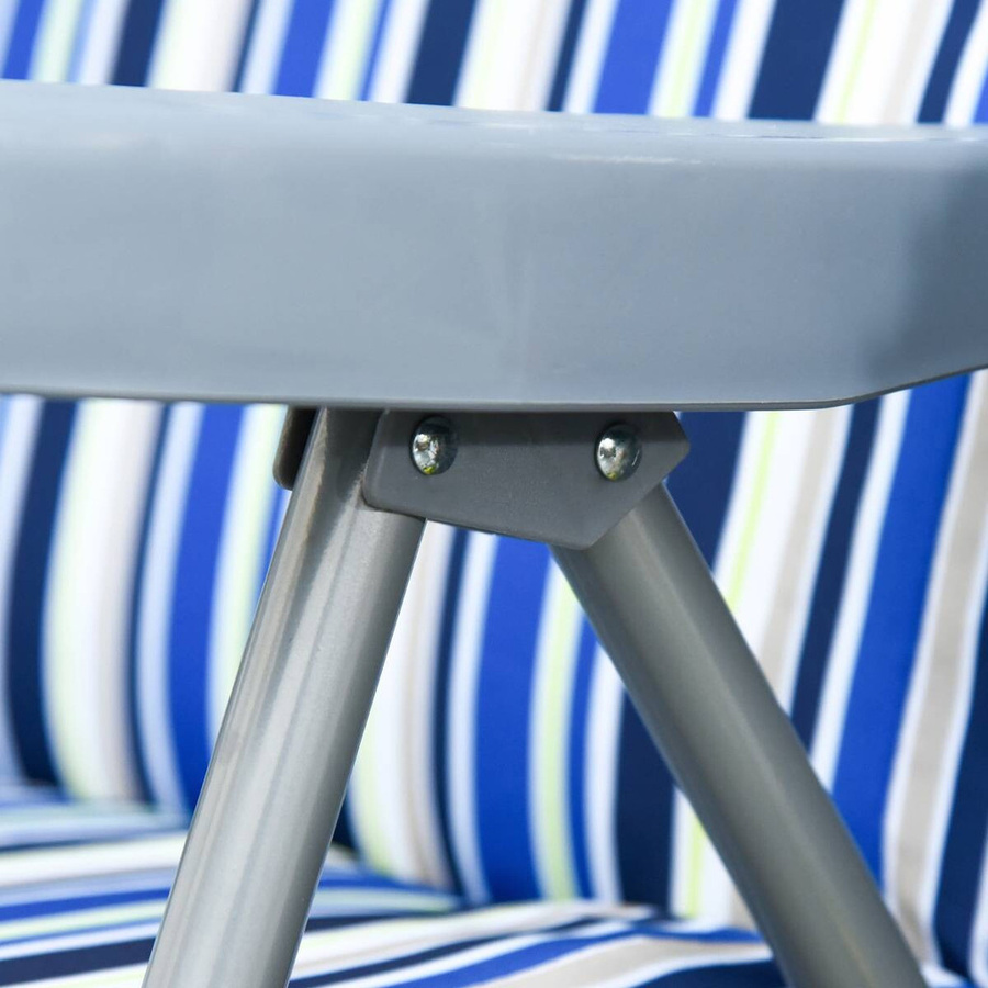 Outsunny Liegestuhl Set blau gestreift mit verstellbarer Kopfstütze und Armlehnen aus pulverbeschichtetem Stahl und UV-beständigem Polyester - Bild 4