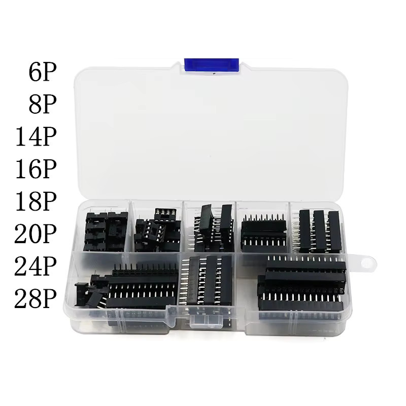 IC Sockel Adapter Set in Schwarz für NE555 UC3842 UC3843 UC3845 24C02 24C04 mit DIP6/8/14/16/18/20/24/28 Pins - Bild 2