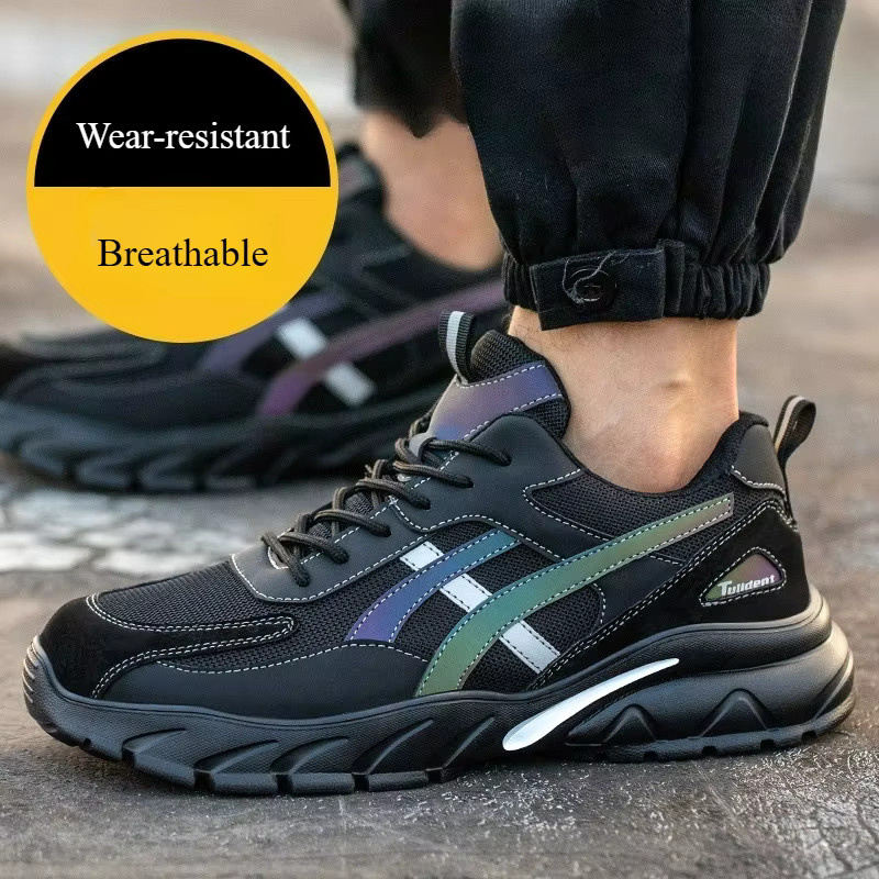 YEAE Herren-Sicherheitsschuhe mit Stahlkappe und pannensicherer Sohle, rutschfeste Arbeitsschutzstiefel - Bild 5