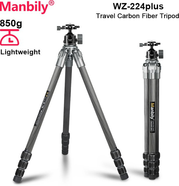 Manbily WZ-224Plus Leichtes Kohlefaser-Reisestativ für Kameras und Smartphones mit 10 kg Traglast - Bild 1