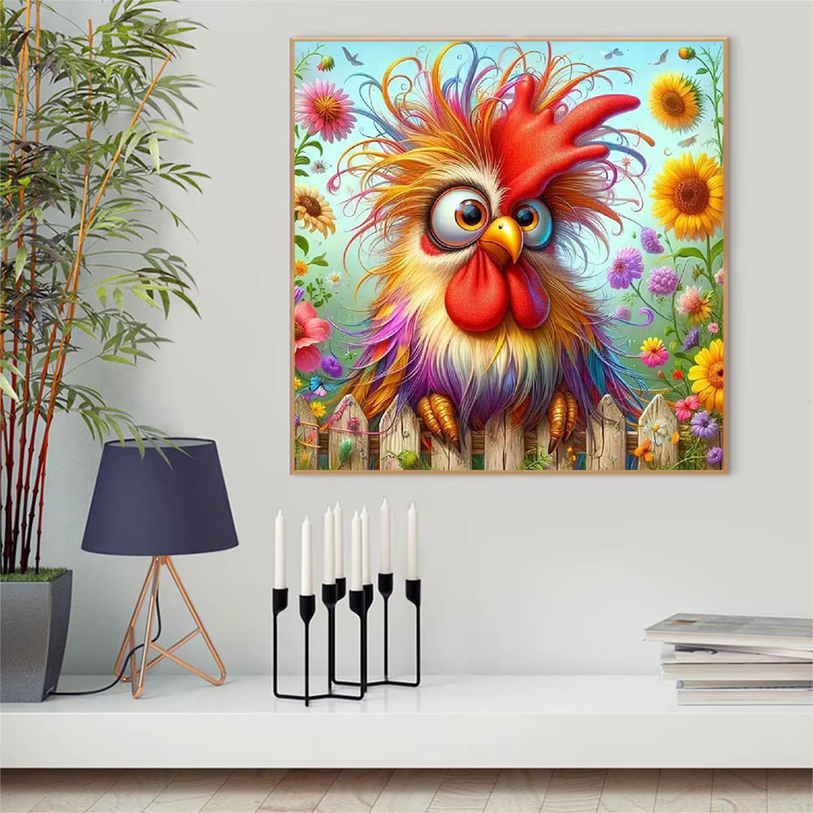 Momoart Diamantmalerei Hahn mit Blumen-Mosaik Set für Anfänger, Mehrfarbig - Bild 3