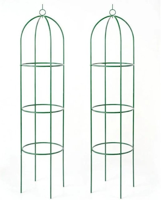 TTL GARDEN Obelisk Rankhilfe 2er Set aus Metall in Grün, Kletterhilfe für Rosen und Clematis, Höhe: 165 cm, Breite: 40 cm - Bild 1