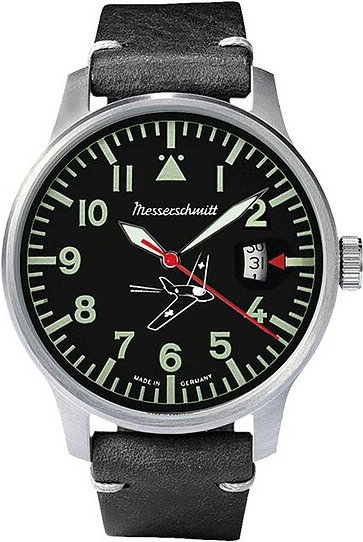 Messerschmitt Fliegeruhr, Quarz, Edelstahl, Leder, Herren, 42 mm - Bild 1