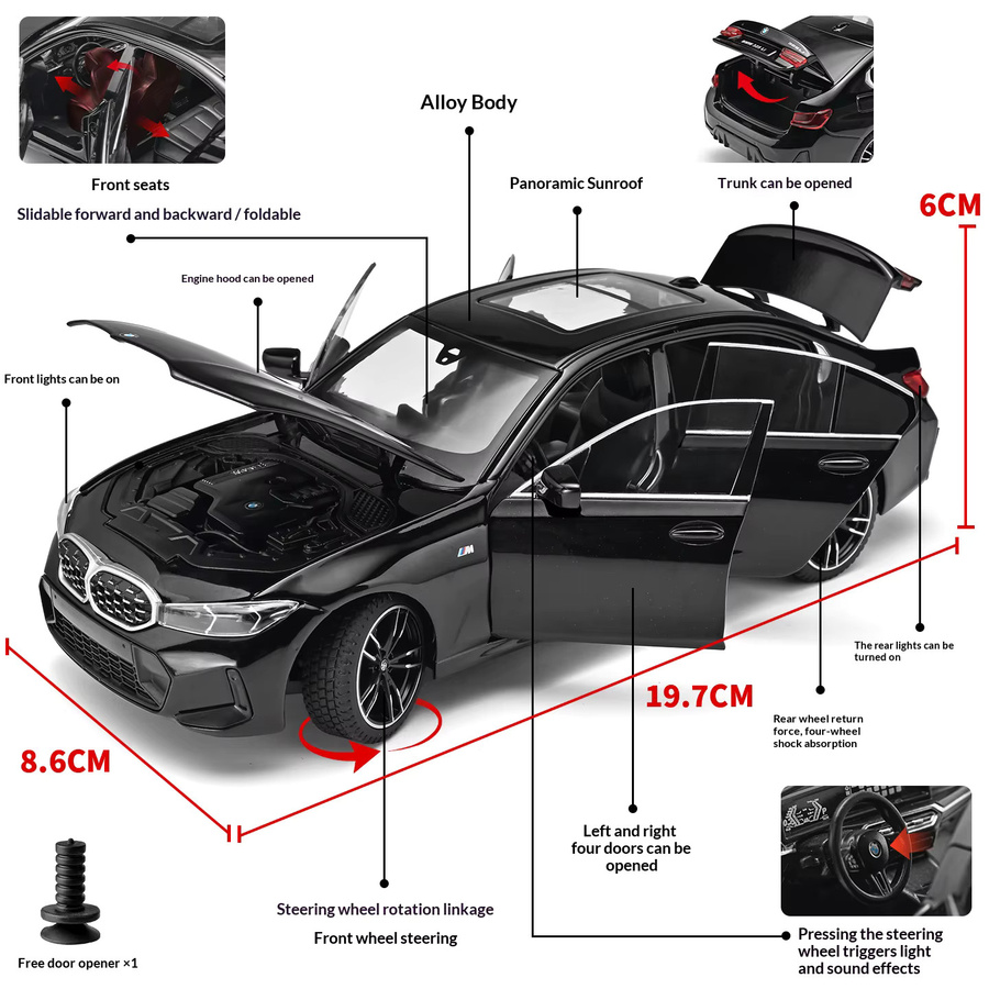 Maisto BMW 3er-Serie Modellauto, Maßstab 1:24, mit Licht und Sound - Bild 1