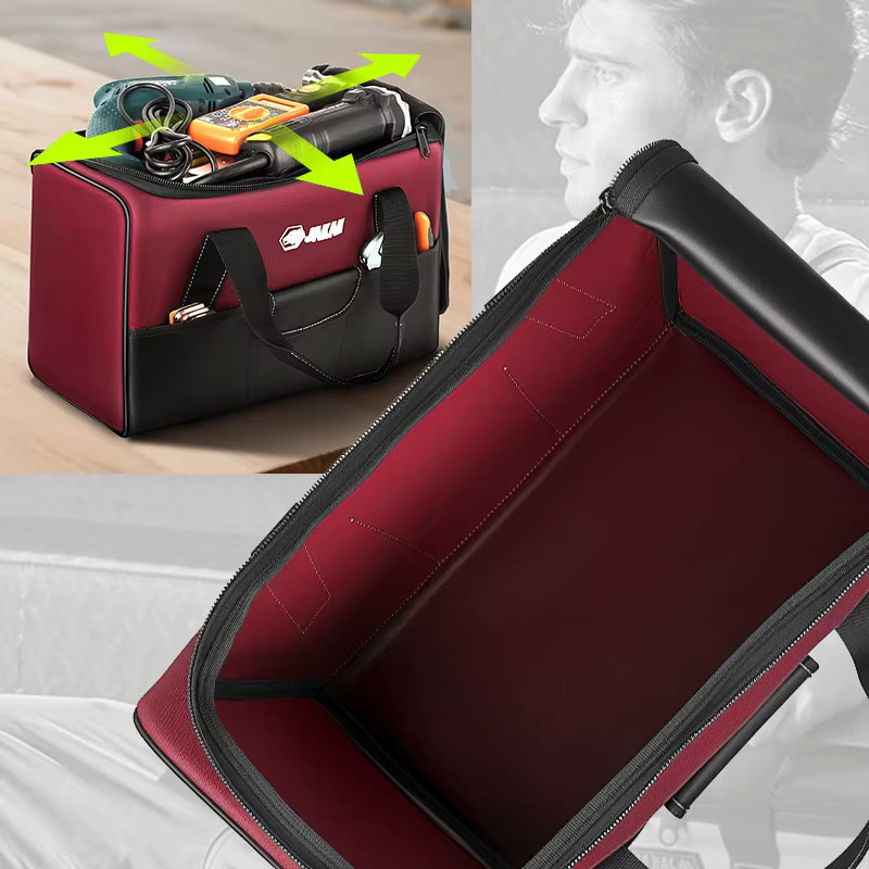Robuste Werkzeugtasche von JAKAH mit breiter Öffnung und praktischen Taschen - Bild 5