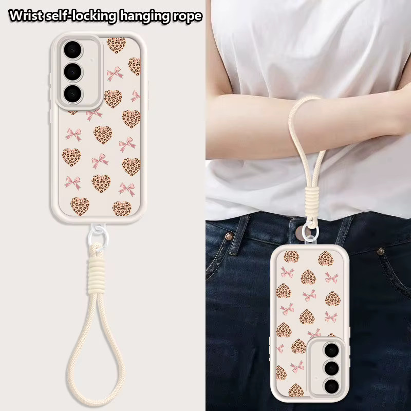 Samsung Handyhülle mit Lanyard im Retro Leopardenmuster für Galaxy S25 S24 FE S23 S22 Ultra A56 A16 A17 A26 A55 A15 5G in Multicolor und Rot - Bild 2