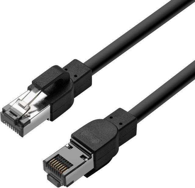 Lanview LVN6015SOUT Cat6a Ethernet LAN Kabel S/FTP in Schwarz mit 15 m Kabellänge und Goldbeschichtung der Steckerkontakte - Bild 1