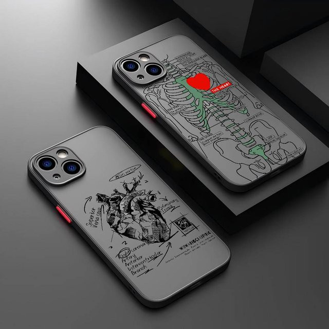 Handyhülle mit medizinischem Motiv Menschliches Herz für iPhone 15 14 13 12 11 Pro Max Mini und XS XR 7 8 Plus in Transparent Matte Cover - Bild 1