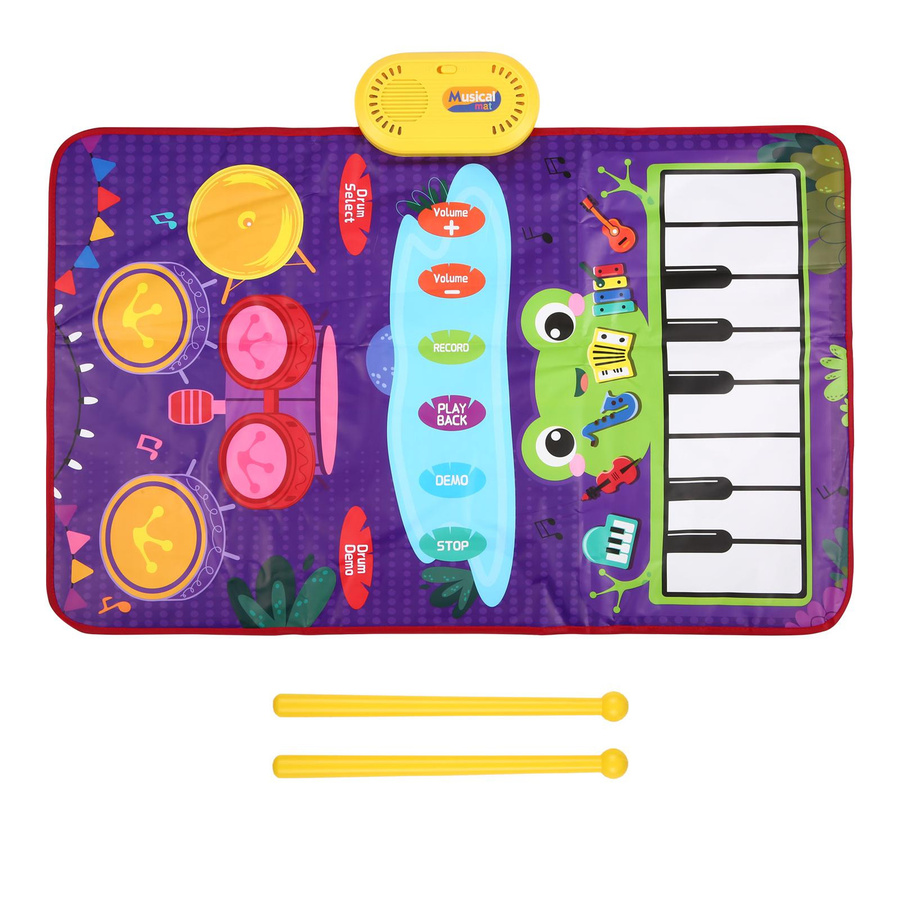 TOMTOP JMS Musikmatte, Klaviertastatur und Trommelmatte mit 2 Stöcken, Lautstärke verstellbar, rosa, ab 0 Jahre - Bild 2