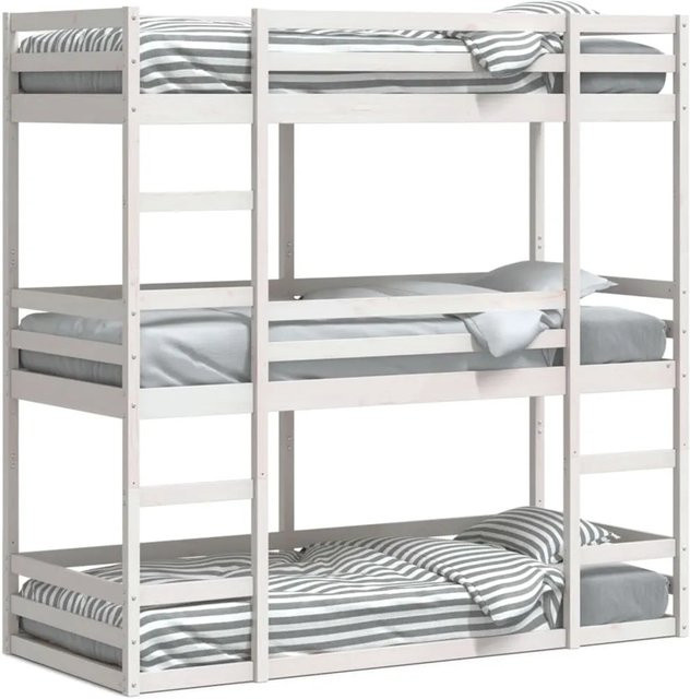 vidaXL Dreifach-Etagenbett aus Massivholz Kiefer in Weiß, B/T/H: 90 x 200 x 203 cm - Bild 1