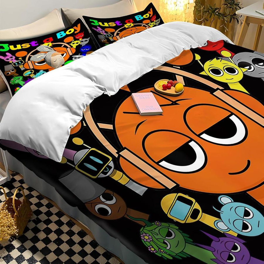 Sprunki Kinder Einzelbettwäsche-Set mit 2 Kissenbezügen in Multicolor, 3D-Druck, B/H: 135 x 200 cm - Bild 3