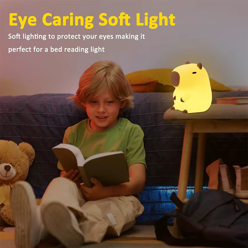 XIWANGFIRE Capybara Mini-Nachtlicht aus Silikon mit warmweißem Licht und Touch-Bedienung - Bild 2