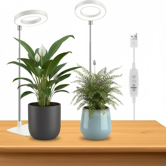 KEBINCPLED LED Pflanzenwachstumslampe mit USB-Anschluss, Vollspektrum-Wachstumslicht in Weiß mit Auto-Timer für Sukkulenten und Innengewächshäuser - Bild 1